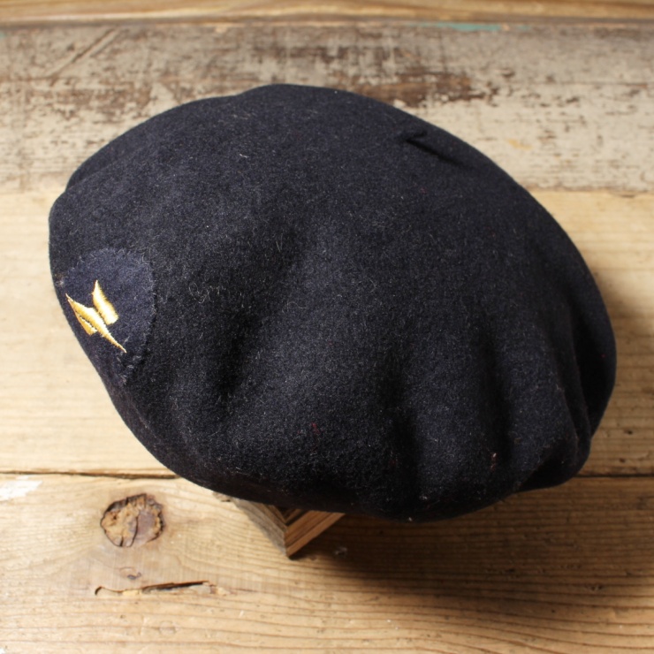 50s 60s フランス製 Ets LAULHERE 郵便局 ウール ベレー帽 キャップ 帽子 ブラック メンズM相当 OLORON SAINTE MARIE EURO ヨーロッパ古着 aw195
