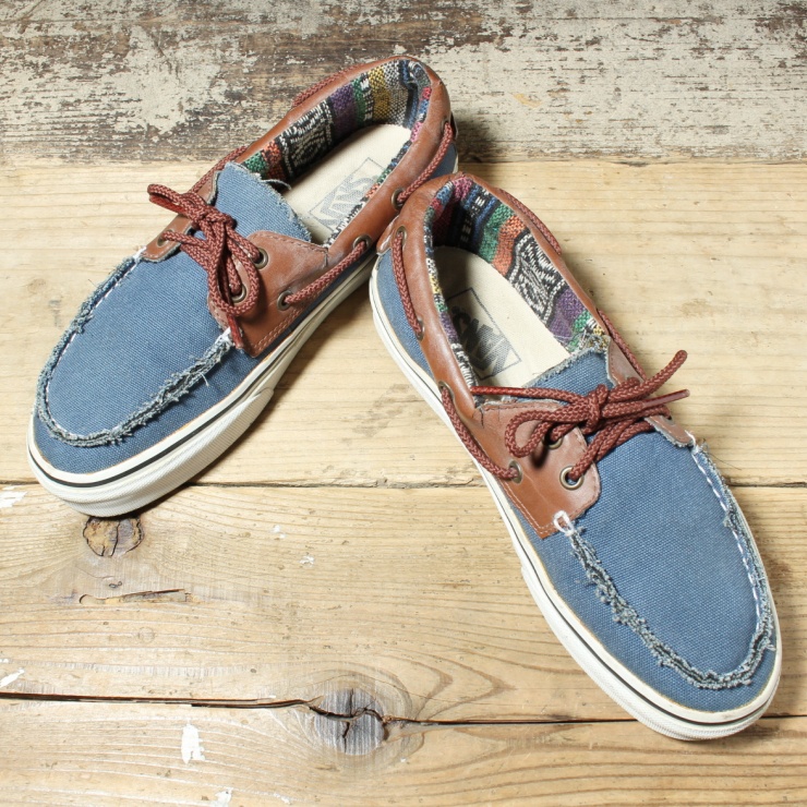 USA VANS バンズ キャンバス スニーカー デッキ シューズ メンズ26cm ブルー アメリカ古着