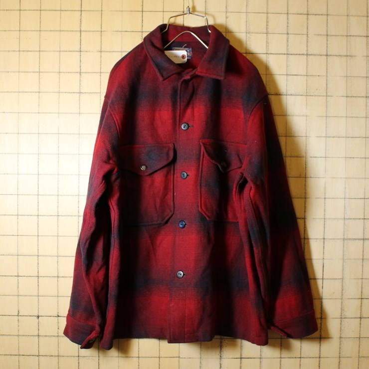 USA製 60s ビンテージ 古着 PENDLETON ペンドルトン チェック ウール ジャケット レッド ブラック メンズM