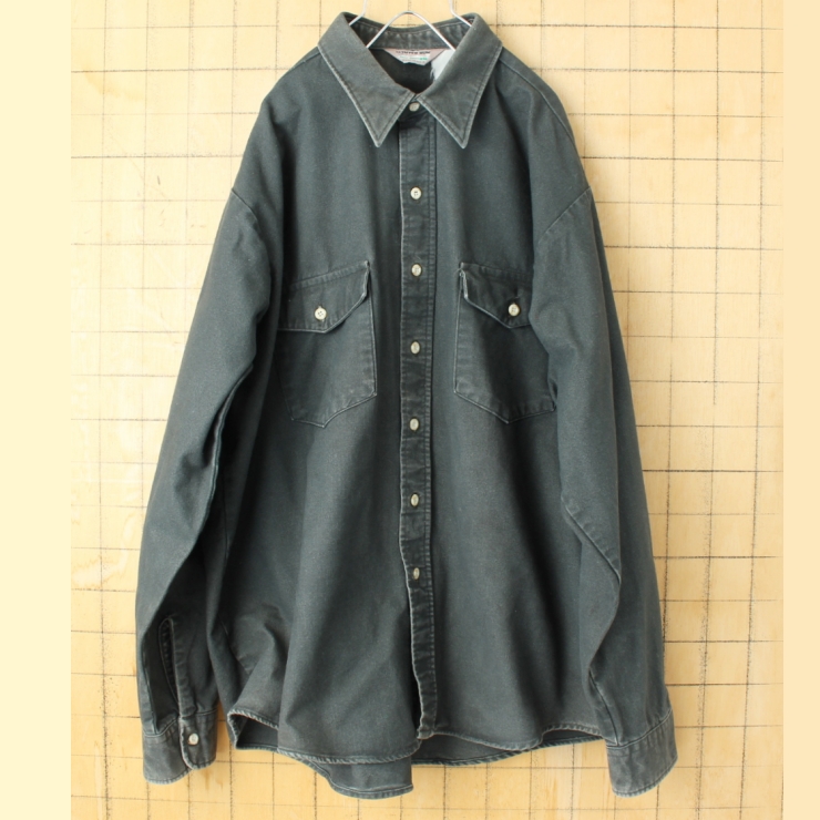 ビッグサイズ 80s 90s USA製 WINTER RUN シャモアクロスシャツ メンズ2XL相当 ダークグリーン アウトドア 長袖 アメリカ古着