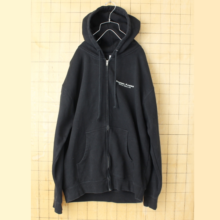 USA INDEPENDENT ジップアップスウェットパーカー ブラック メンズL フーディー プリント アメリカ古着