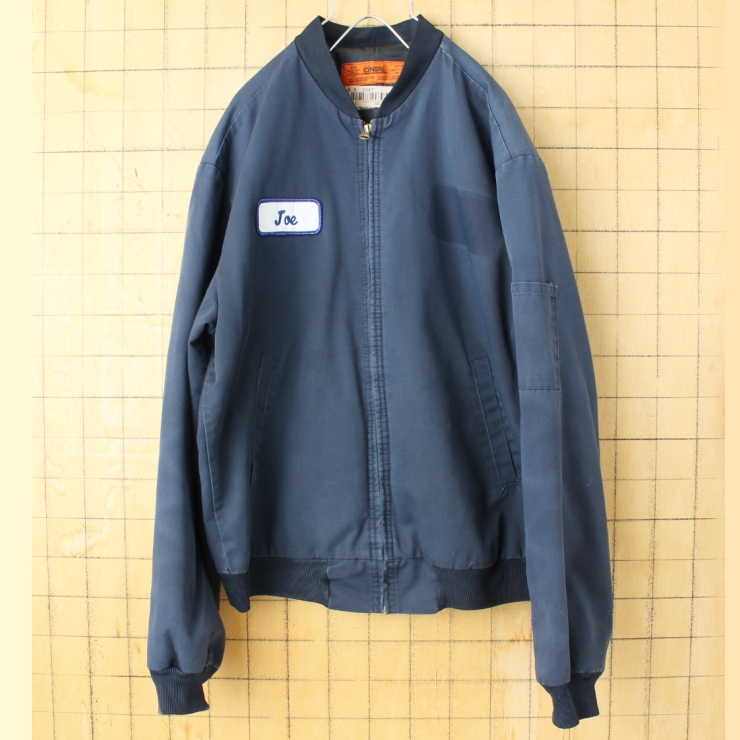 90s 00s USA CiNTAS ワークジャケット メンズM ネイビー ブルー ワッペン アメリカ古着