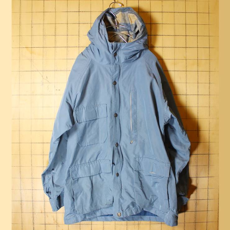 70s USA製 Woolrich ウールリッチ マウンテンパーカー 60/40クロス ナイロンジャケット アウトドア レディースM ライトブルー 古着