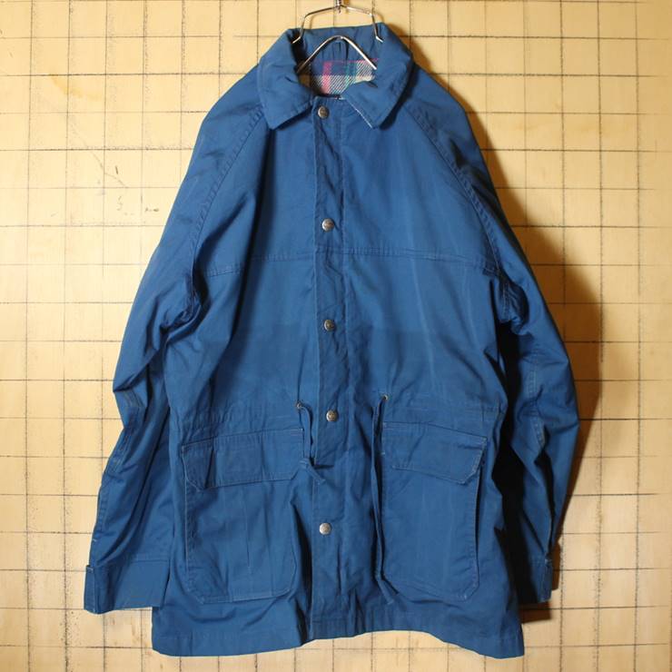 80s USA製 Woolrich ウールリッチ マウンテンパーカー 65/35クロス レディースML相当 ネイビー ナイロンジャケット アウトドア 古着