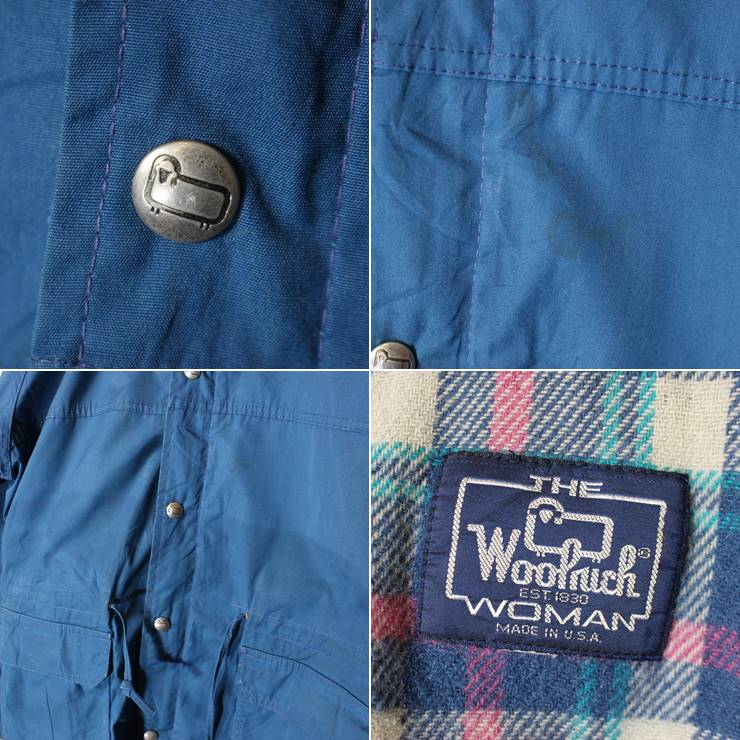 80s USA製 Woolrich ウールリッチ マウンテンパーカー 65/35クロス レディースML相当 ネイビー ナイロンジャケット