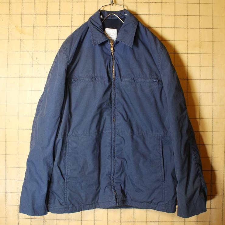 USA製 80s ミリタリー U.S.NAVY ユーティリティージャケット メンズ40 ネイビー UTILITY JACKET 古着