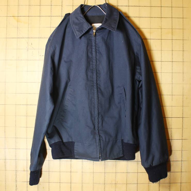 USA製 70s 80s ミリタリー ボンバージャケット メンズ38 ネイビー チンスト TALON ユティリティ UTILITY JACKET 古着