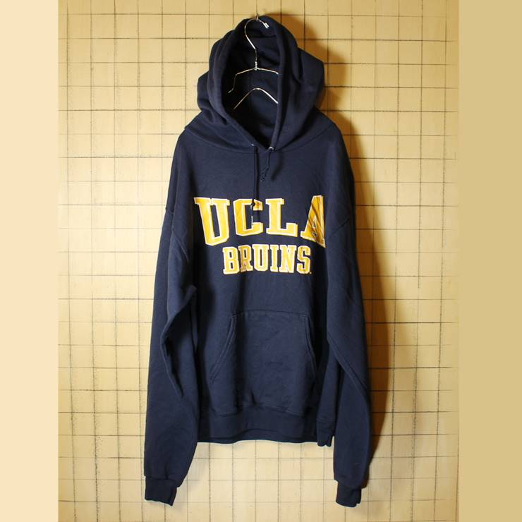 Champion 古着 スウェット パーカー トレーナー メンズM チャンピオン UCLA BRUINS カレッジプリント ネイビー