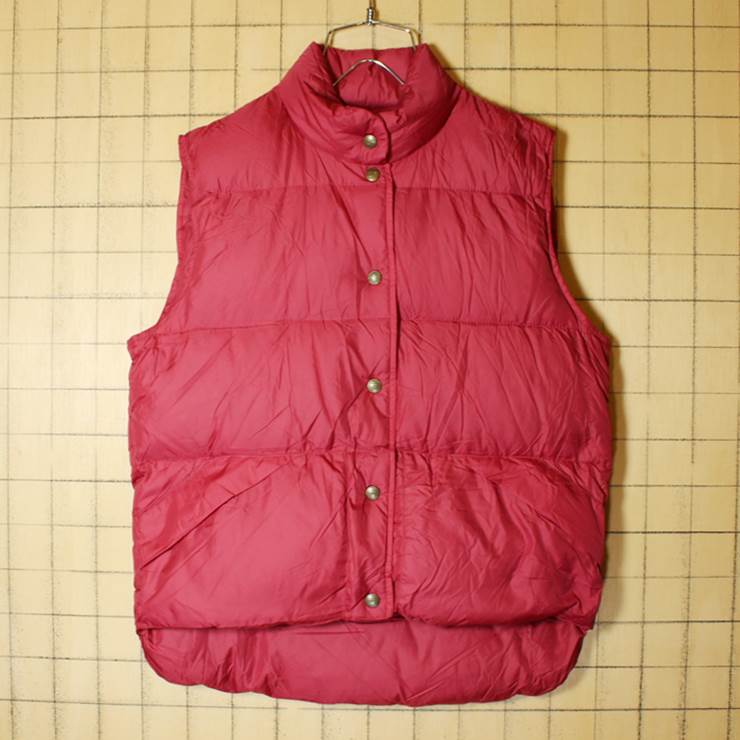 デッドストック 80s LLBean ダウンベスト レディースS レッド エンジ アウトドア 古着 LLビーン