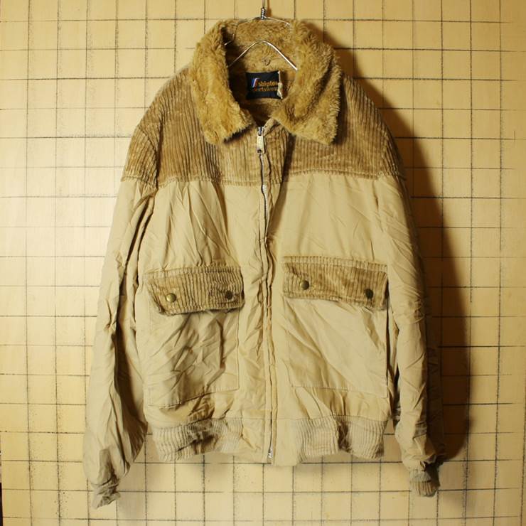 コーデュロイ 裏ボア ジャケット メンズM ベージュ ジップアップ shipton sportswear