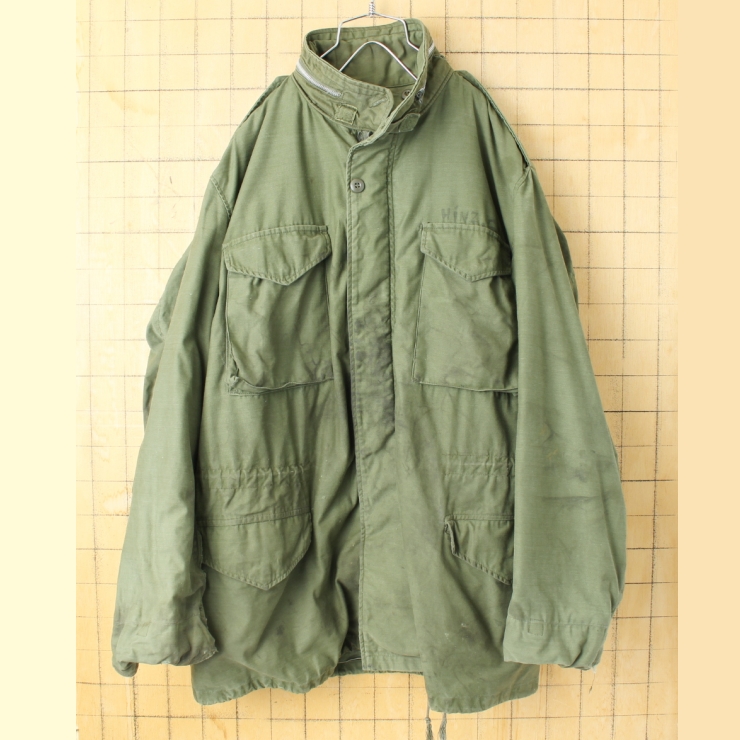 60s USA製 M-65 2rd.モデル フィールドジャケット LONG LARGE ミリタリー オリーブドラブ アルミジップ アメリカ古着