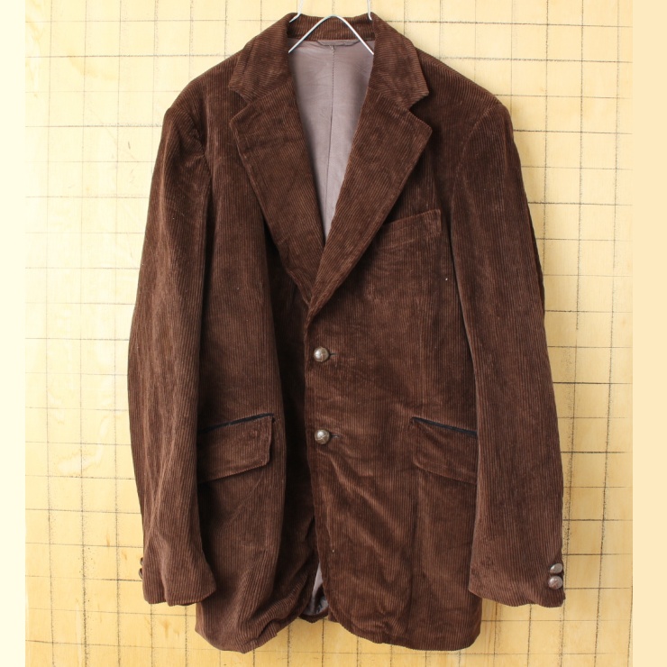 70s 80s USA Sears The Men's Store 太畝 コーデュロイ テーラード ジャケット メンズML相当 ブラウン アメリカ古着