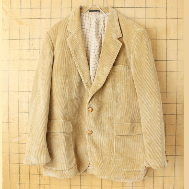 70s 80s ルーマニア製 Sears The Men's Store 太畝コーデュロイテーラードジャケット メンズML相当 ベージュ アメリカ古着