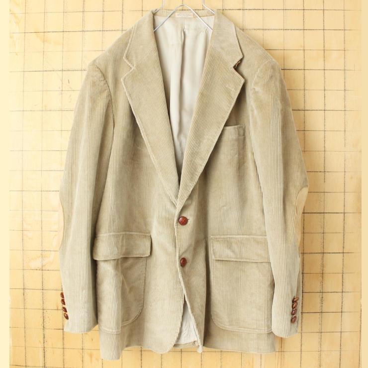 80s 90s USA traditionalist 太畝コーデュロイテーラードジャケット メンズML相当 ベージュ アメリカ古着
