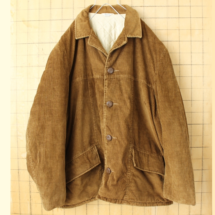 ビッグサイズ 60s 70s USA製 Fingerhut キルティングライナー 太畝コーデュロイジャケット メンズXL相当 ブラウン アメリカ古着