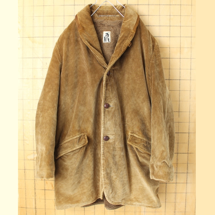 60s 70s USA MIGHTY MAC ボアライナー太畝コーデュロイコート メンズL相当 ブラウン アメリカ古着