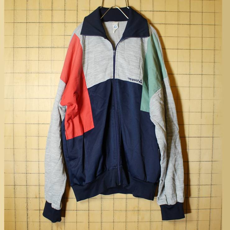 80s LE COQ SPORTIF ルコックスポルティフ グレー トップジャージ メンズL相当 YANNICK NOAH ヨーロッパ古着