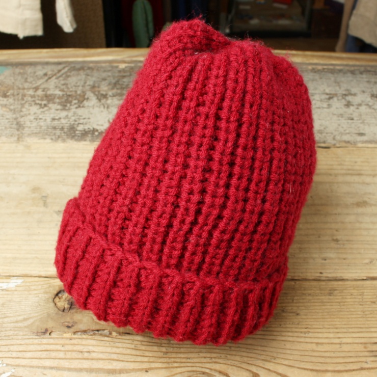 EURO アクリル ニット キャップ レッド ヨーロッパ古着 111324aw132
