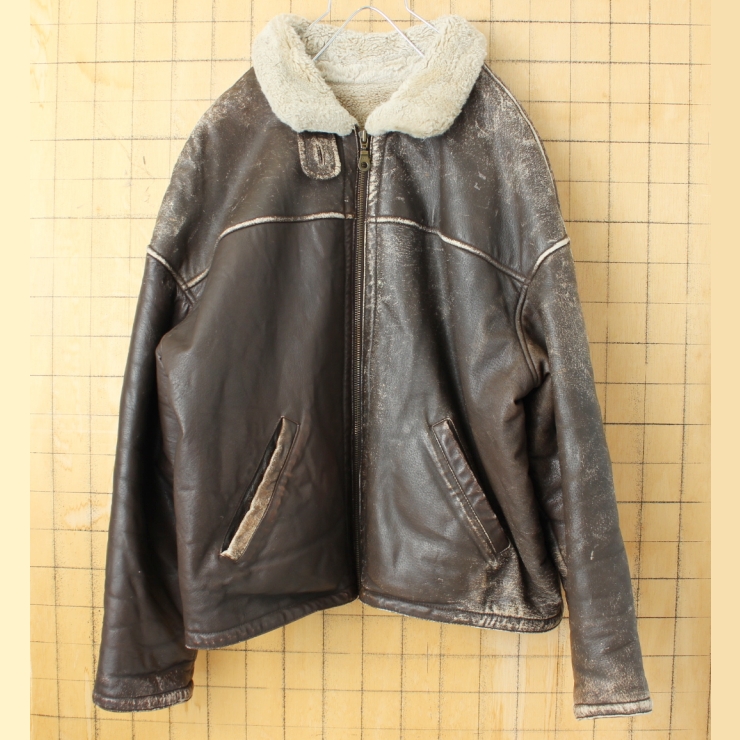 USA WILSONS ボアライナー レザージャケット メンズM ブラウン アメリカ古着