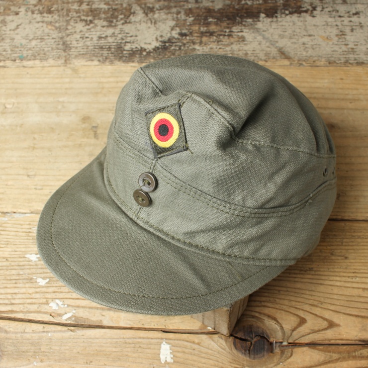 ドイツ軍 モールスキン フィールド キャップ 帽子 カーキ グリーン ミリタリー ヨーロッパ古着