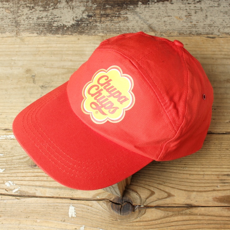 90s USA Chupa Chups キャップ 帽子 レッド フリーサイズ アメリカ古着