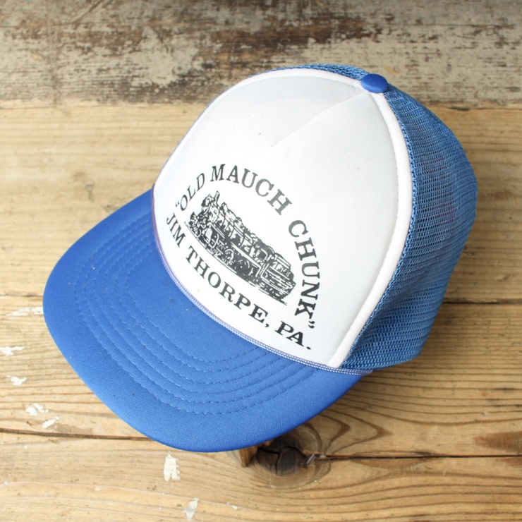 80s 90s USA OLD MAUCH CHUNK メッシュキャップ 帽子 ブルー フリーサイズ アメリカ古着