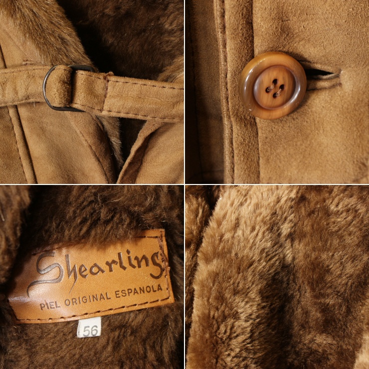 60s 70s スペイン製 SHEARLING シープスキン ムートン レザー