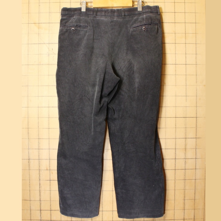 80s 90s EURO 太畝 コーデュロイ ワイド 2タック パンツ グレー W36相当 灰 ユーロ ヨーロッパ古着 COSSERAT