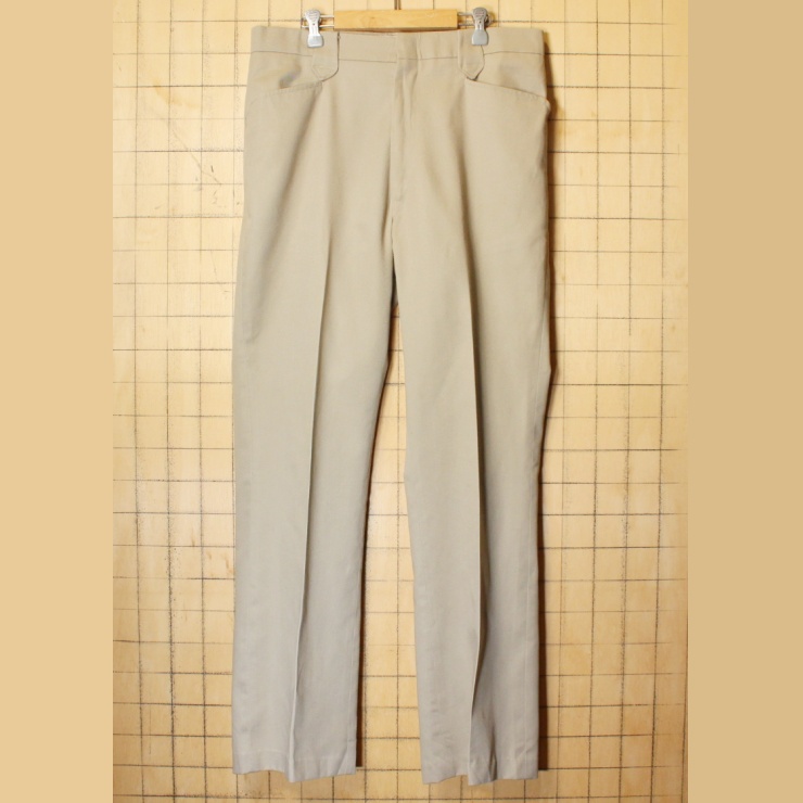 70s 80s USA製 DEE CEE BRAND RANCH WEAR ワーク パンツ ノータック スラックス チノ ベージュ W34相当 アメリカ古着