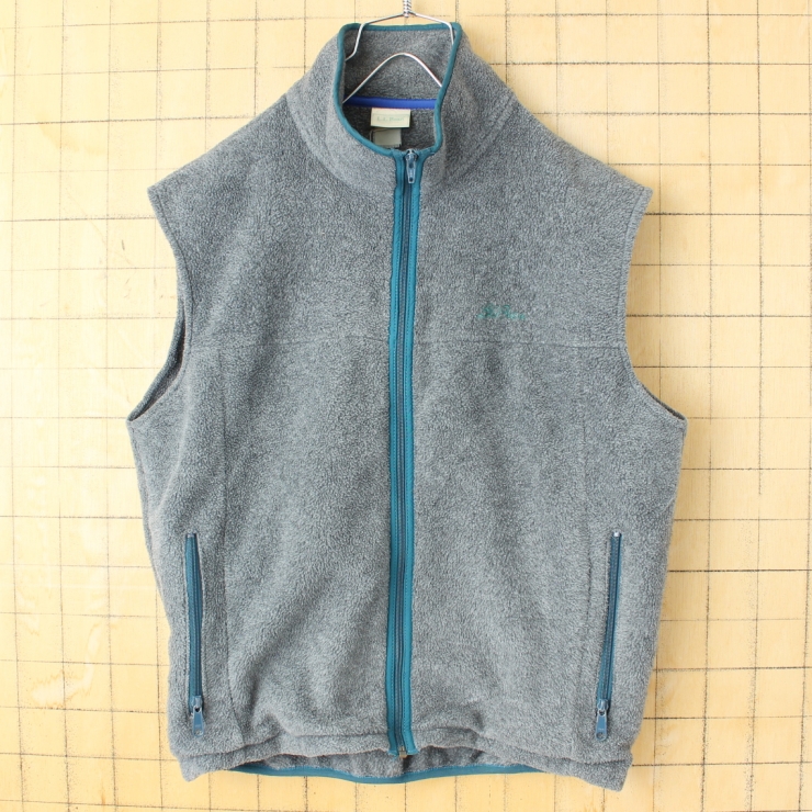 80s 90s USA LLBean フリースベスト メンズL相当 グレー アウトドア キャンプ アメリカ古着