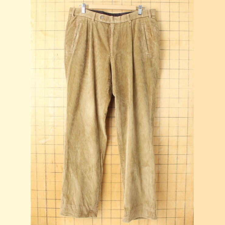 80s 90s EURO Hiltl 太畝コーデュロイパンツ ベージュ W36相当 ヨーロッパ古着
