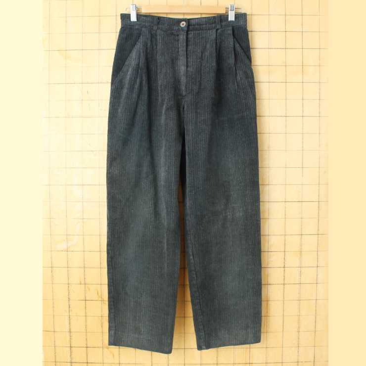 80s 90s West Germany 太畝コーデュロイパンツ ブラック レディースM ヨーロッパ古着