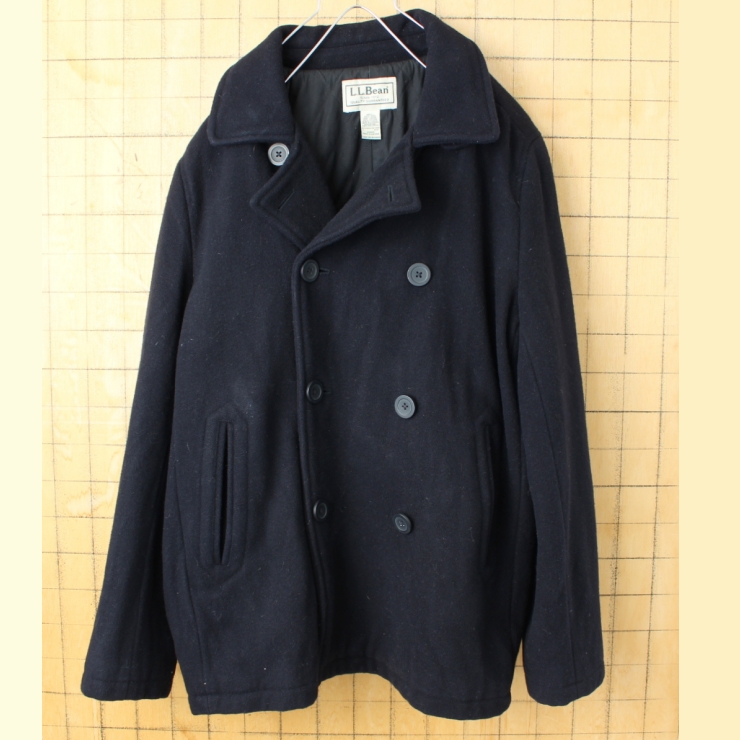 90s 00s USA LLBean ウール中綿ジャケット コート ネイビー メンズL アメリカ古着
