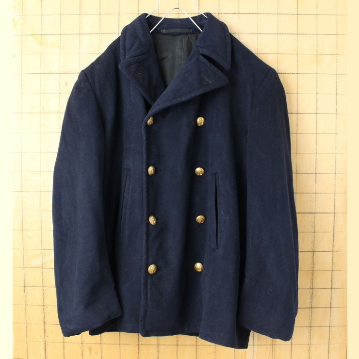 60s スウェーデン軍 Rappson ダブルフェイス 8ボタン マリンウールコート ジャケット ネイビー ミリタリー ヨーロッパ古着
