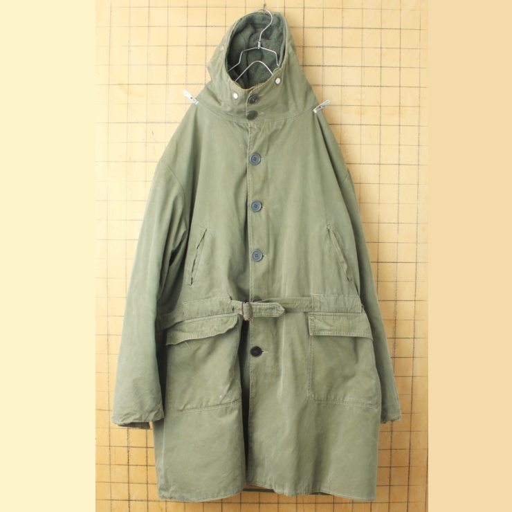 ビッグサイズ 60s EURO ARMY FABRIC SANFORIZED ライナー付 ミリタリー モッズ コート カーキ グリーン メンズXL 民間品 ヨーロッパ古着