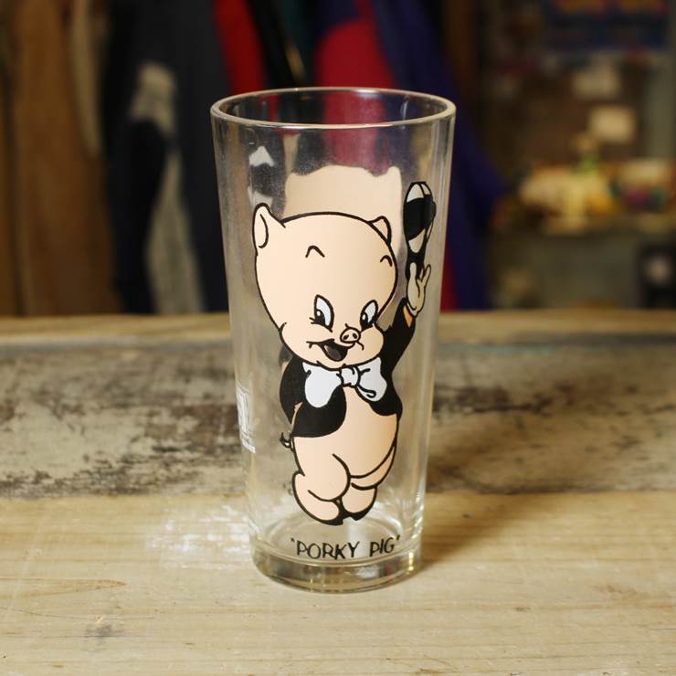 1973 PEPSI ペプシコーラ Porky Pig グラス Collector series glass ポーキー ピッグ ルーニーテューンズ LOONEY TOONS ワーナー