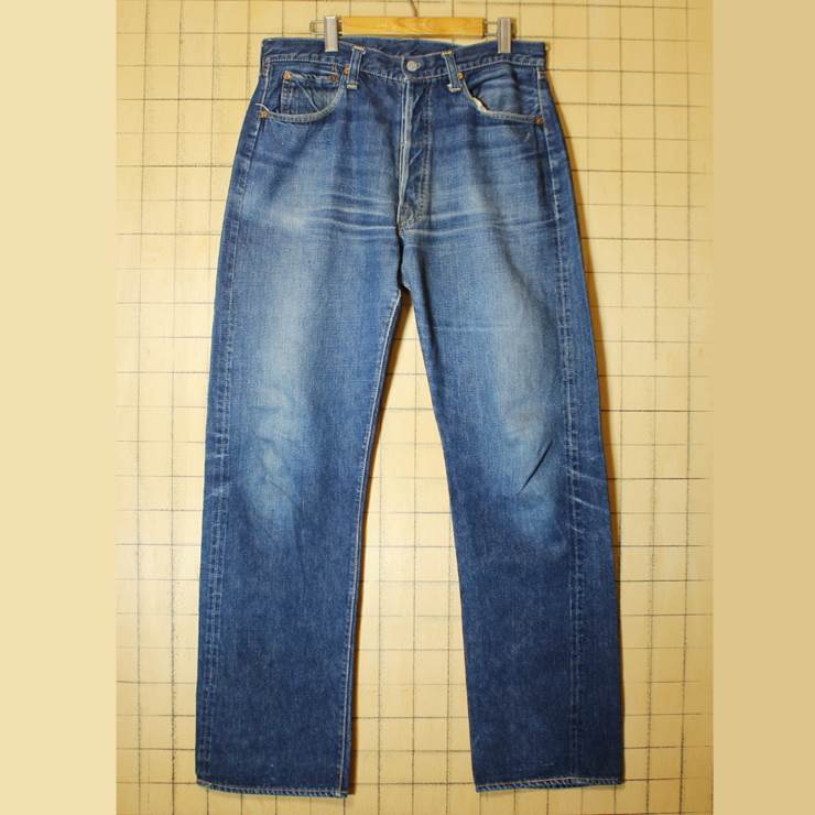 1950s Levis 501XX 革パッチ リーバイス デニムパンツ BIGE 両面タブ ジーンズ ブルー W32相当 ボタンフライ USA製 古着