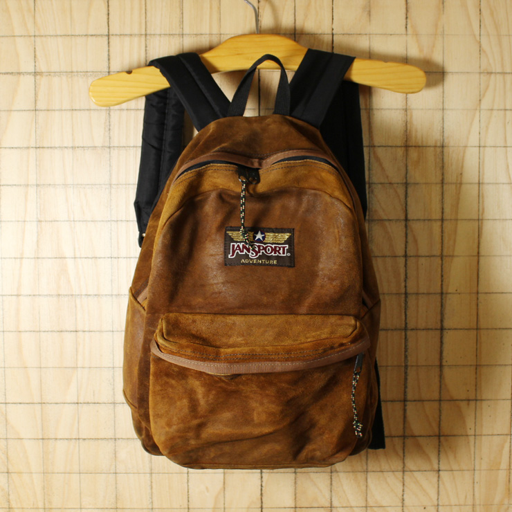 JANSPORT ADVENTURE/USA製USED/ブラウン/オールスウェードレザーリュックサック・デイパック/bar30