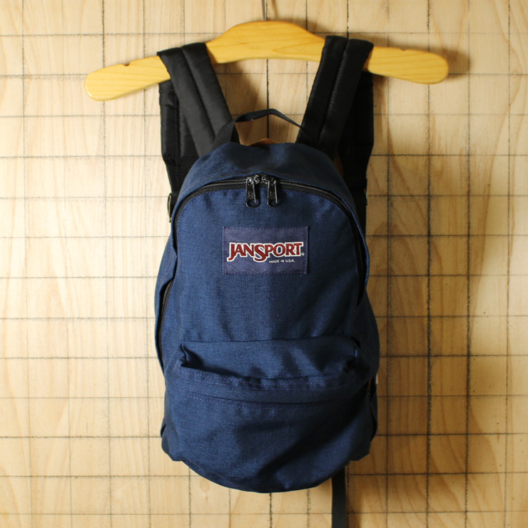 JANSPORT/USA製USED/ネイビー/ナイロンキャンバスリュックサック・デイパック/bar35