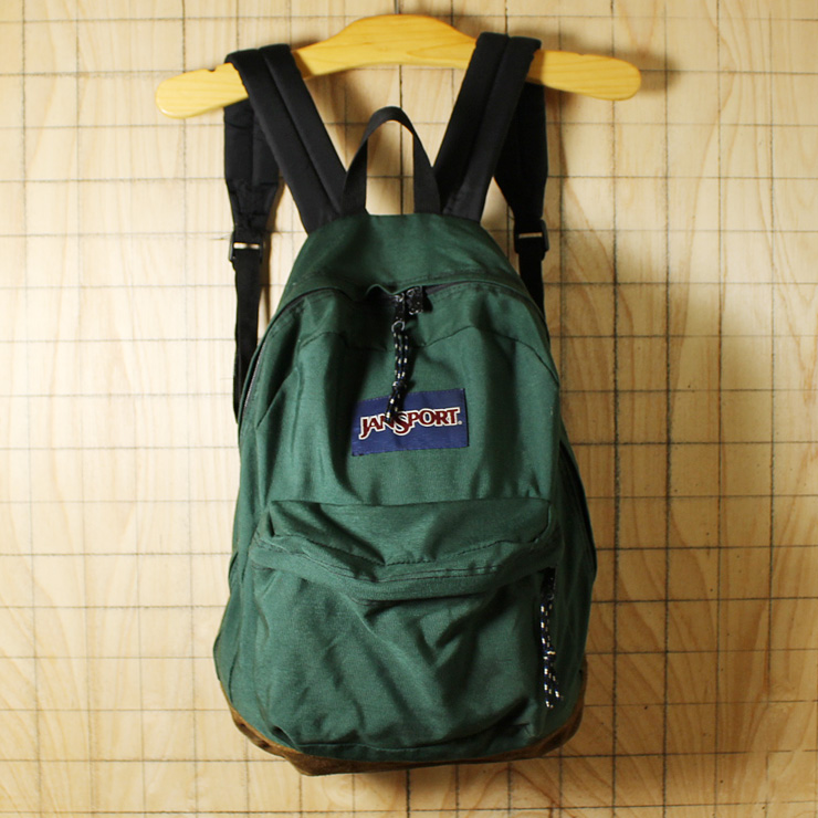 JANSPORT/USED/グリーン/ナイロンキャンバス/ボトムレザーリュックサック・デイパック/bar42