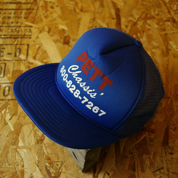 【The Ciney Cap】古着PETT Chassis'800-628-7267プリントブルー(青)メッシュキャップ
