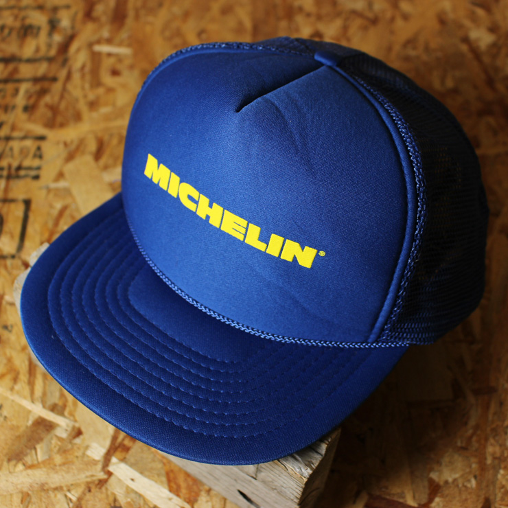 MICHELIN/古着ミシュランブルー(青)プリントロゴ入りメッシュキャップ/cap-78