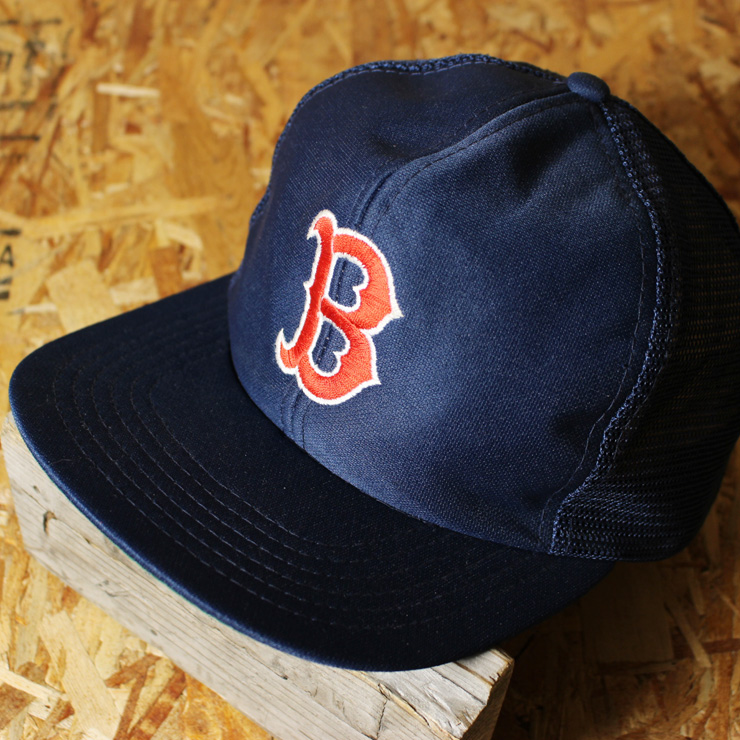 古着MLBボストン・レッドソックスネイビー(紺)ベースボールメッシュキャップ/MLサイズ/cap-83 / 古着屋ataco garage