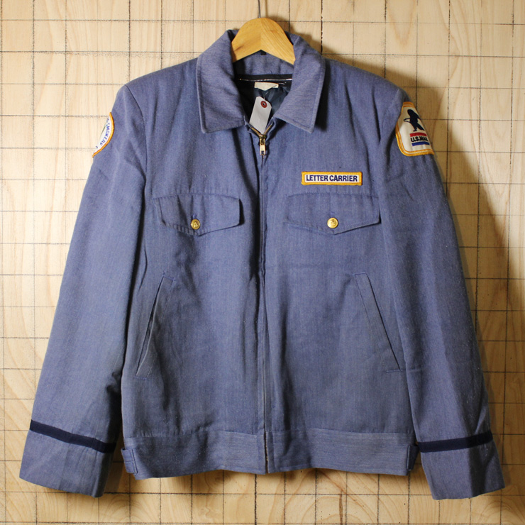USA製古着ブルーU.S.Mail LETTER CARRIERワークジャケット/サイズ40/キルティングライナー付き