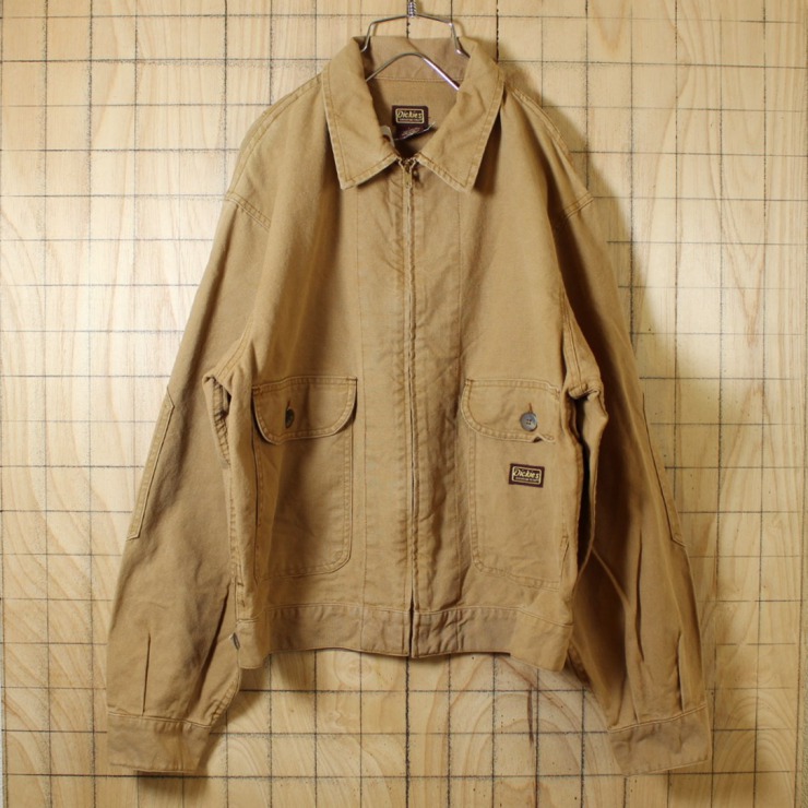 Dickies 1922/古着/ライトブラウン/エルボーパッチ/ジップアップダックワークジャケット/メンズM