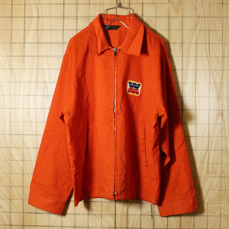 K-BRAND/オレンジワークジャケット/USA製古着/PRIDEジップ/ワッペン/メンズM