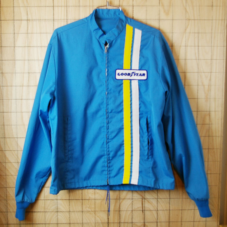 【GOOD YEAR】モーター系70s古着グッドイヤー刺繍ワッペンライトブルー(水色)オフィシャルレーシングジャケット・スタッフジャンパー