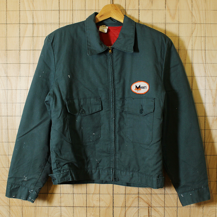 【RED KAP】USA製70sビンテージ古着グリーンキルティングMOORE'Sワークジャケット|メンズM