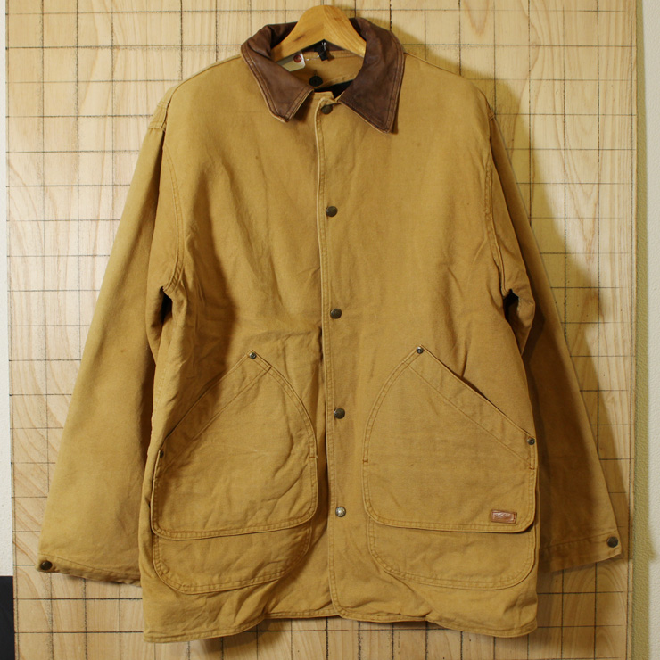 【Woolrich】USA製古着ブラウンダックコットンワークジャケット・カバーオール|裏地ウール|メンズM
