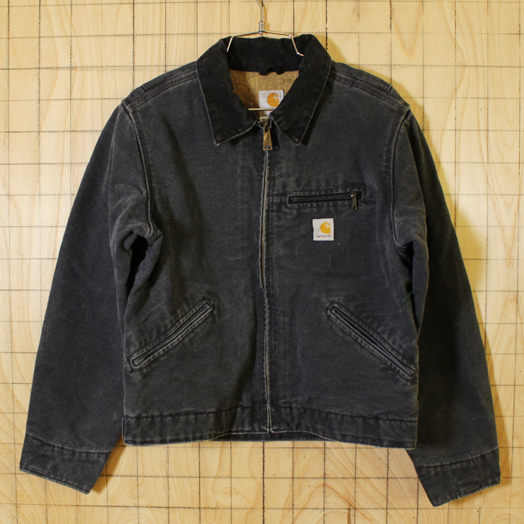 【carhartt】古着ブラック(黒)ダックワークジャケット・ブルゾン|レディースS|